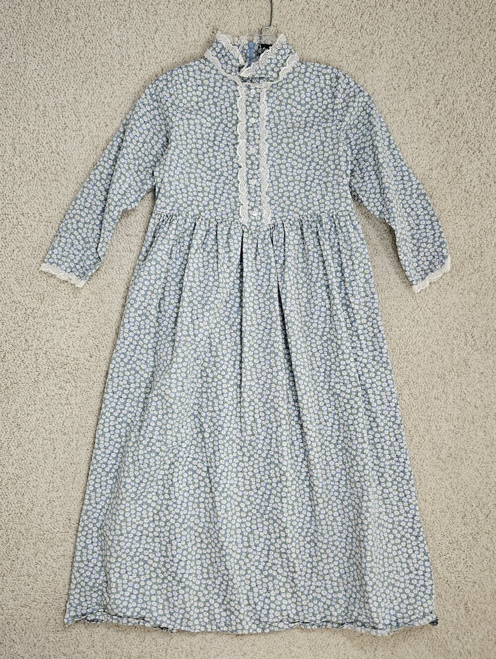 Scarlet Darkness Dress Prairie Pioneer Blue Floral Cottagecore Maxi Kids 8-9